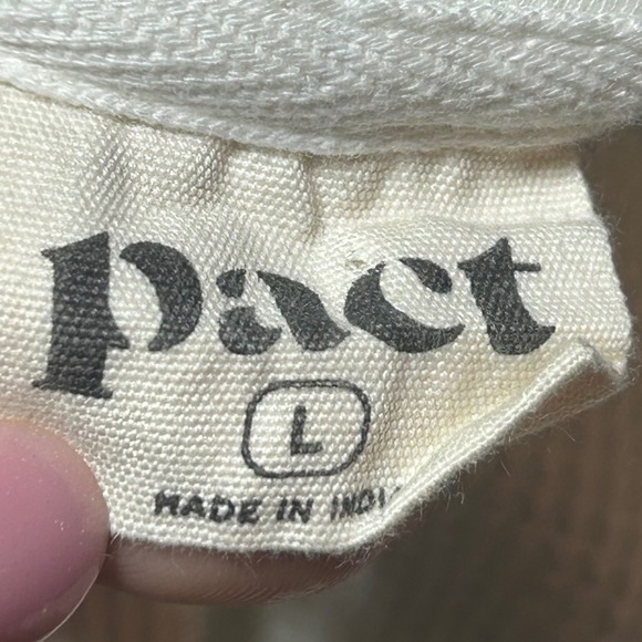 Pact Organic Cotton Waffle Knit Henley Top White Long Sleeve Large - Picture 4 of 4